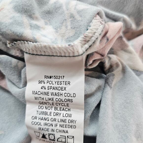 Vibe Floral Keyhole Swing Dress Womens Size 2X Green Boho Flowing Stretch Casual - Picture 11 of 11